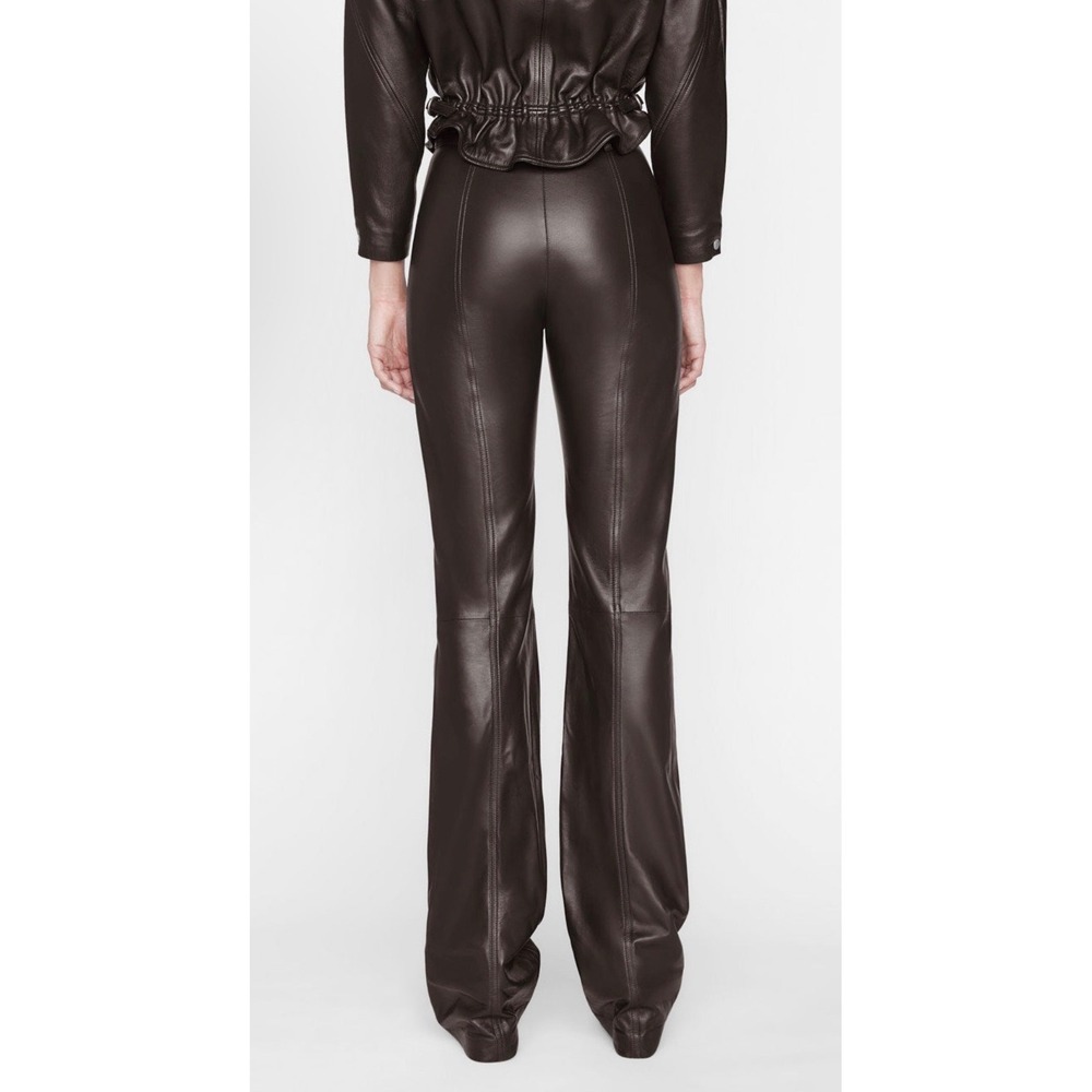FRAME Seamed‎ Leather Trouser Espresso Lamb Leather Size 4 New - Picture 6 of 12